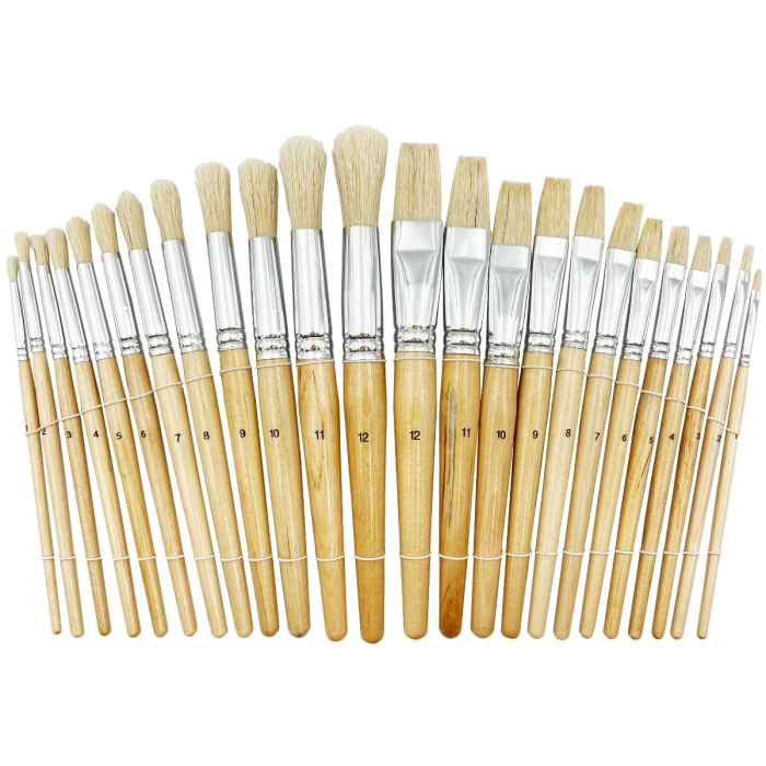 Flat and Round Stubby Brushes - Set of 24